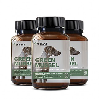 [펫 아일랜드] 초록잎홍합 그린머슬(휴먼그레이드/강아지 영양제) 관절건강 30캡슐 3개