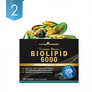 [그린파스쳐] 바이오리피드 6000 240캡슐 (초록입홍합+글루코사민+상어연골) 2개